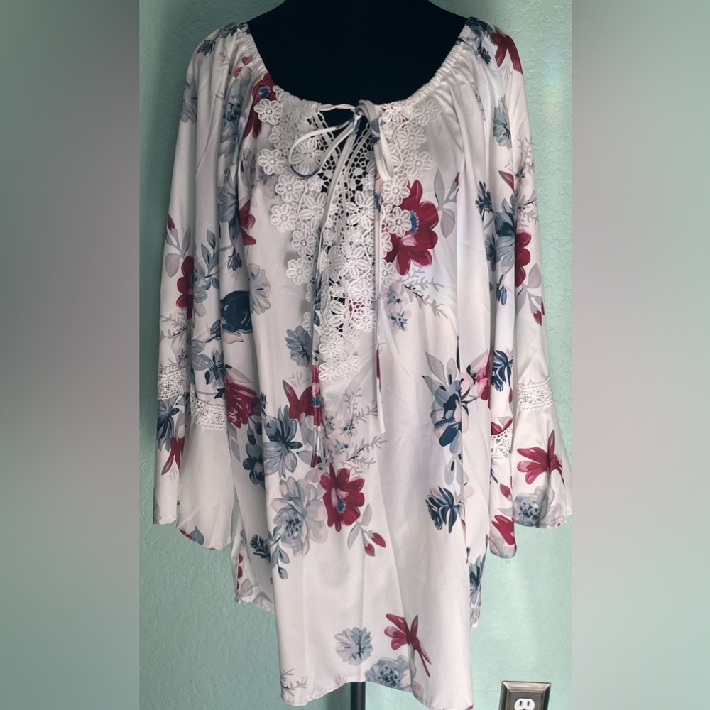 Floral Lace-Up Women's Top